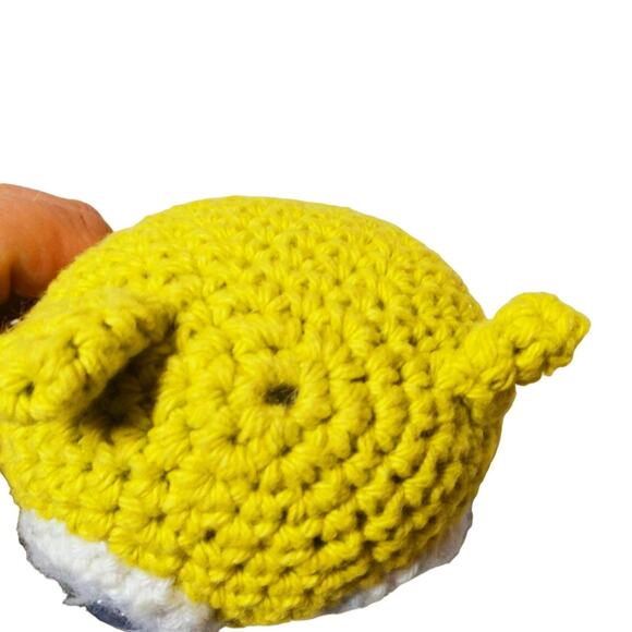 Lime, Yellow & Blue Crochet Knit Owl Plush - 8" Handmade Stuffed Animal - Picture 4 of 5